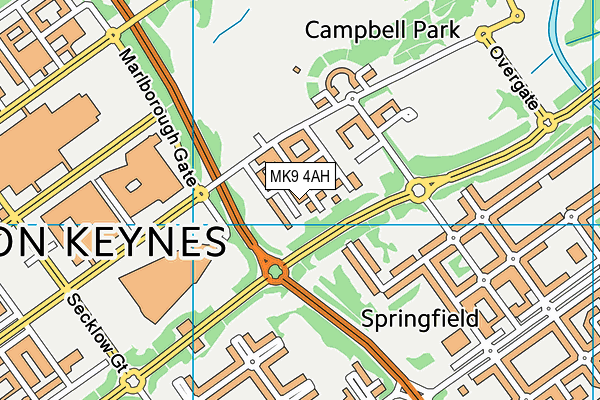 MK9 4AH map - OS VectorMap District (Ordnance Survey)