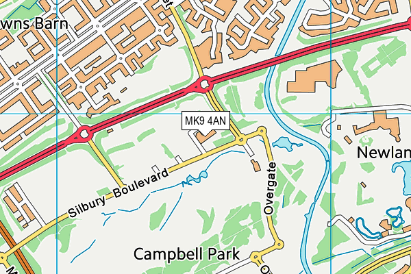 MK9 4AN map - OS VectorMap District (Ordnance Survey)