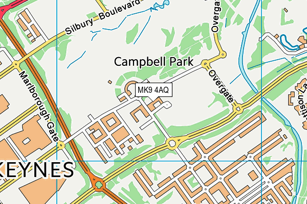 MK9 4AQ map - OS VectorMap District (Ordnance Survey)