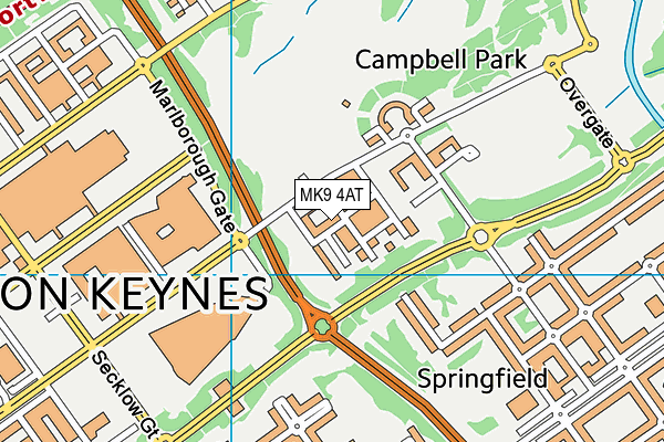 MK9 4AT map - OS VectorMap District (Ordnance Survey)