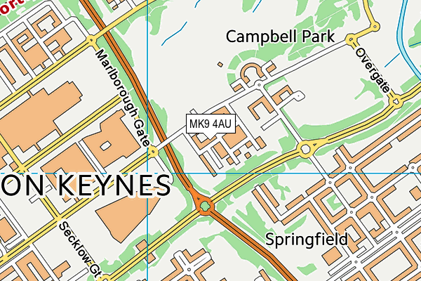 MK9 4AU map - OS VectorMap District (Ordnance Survey)