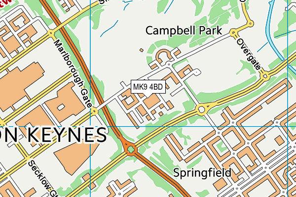 MK9 4BD map - OS VectorMap District (Ordnance Survey)