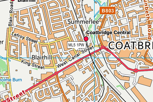 ML5 1PW map - OS VectorMap District (Ordnance Survey)