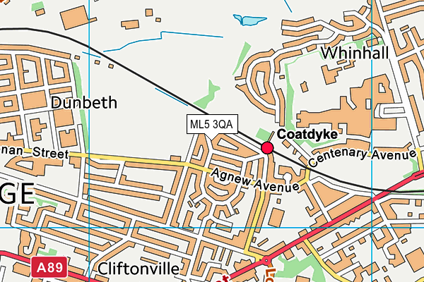 ML5 3QA map - OS VectorMap District (Ordnance Survey)