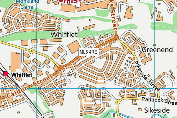 ML5 4RE map - OS VectorMap District (Ordnance Survey)