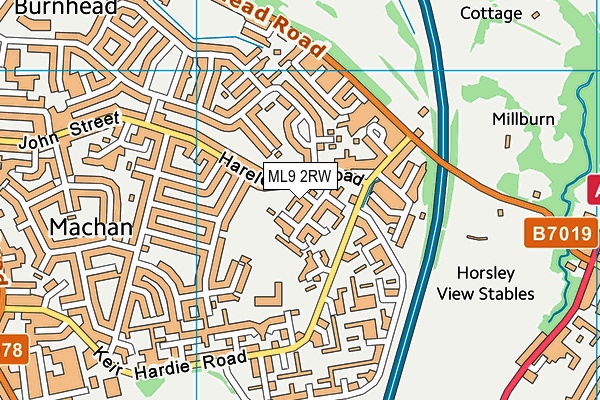 ML9 2RW map - OS VectorMap District (Ordnance Survey)