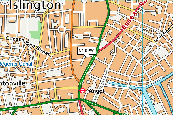 N1 0PW map - OS VectorMap District (Ordnance Survey)