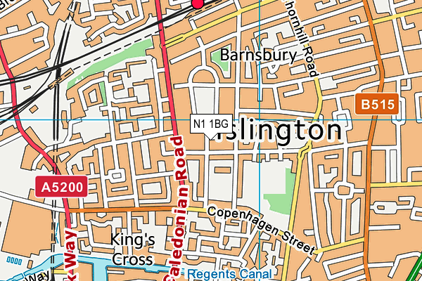 N1 1BG map - OS VectorMap District (Ordnance Survey)