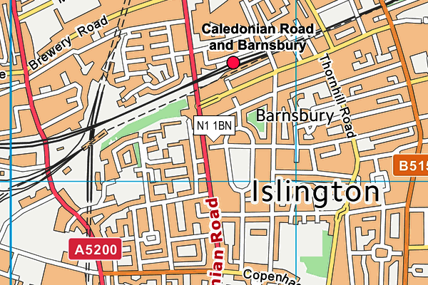 N1 1BN map - OS VectorMap District (Ordnance Survey)