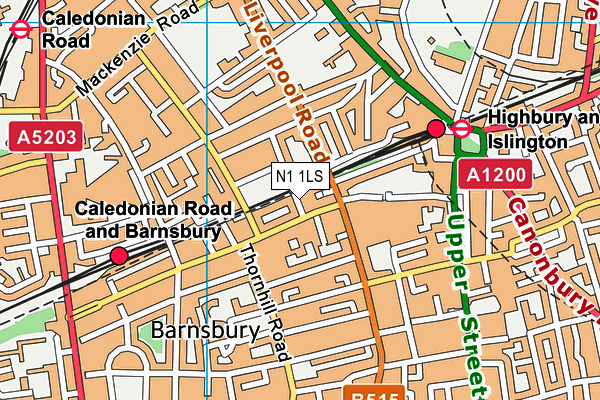 N1 1LS map - OS VectorMap District (Ordnance Survey)