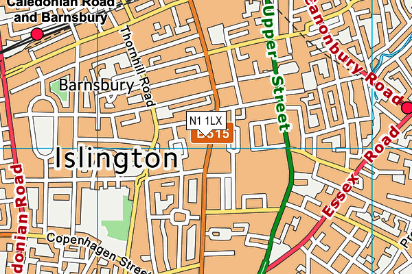 N1 1LX map - OS VectorMap District (Ordnance Survey)