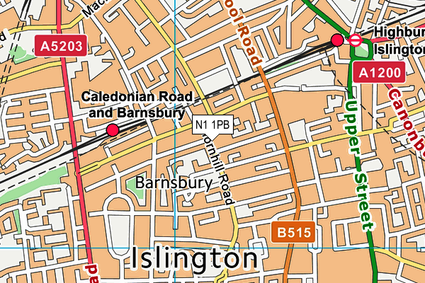 N1 1PB map - OS VectorMap District (Ordnance Survey)