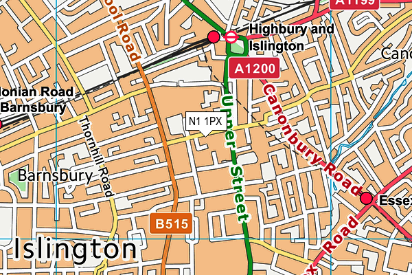 N1 1PX map - OS VectorMap District (Ordnance Survey)