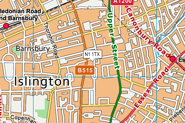 N1 1TX map - OS VectorMap District (Ordnance Survey)
