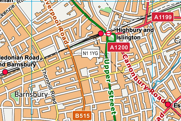 N1 1YG map - OS VectorMap District (Ordnance Survey)