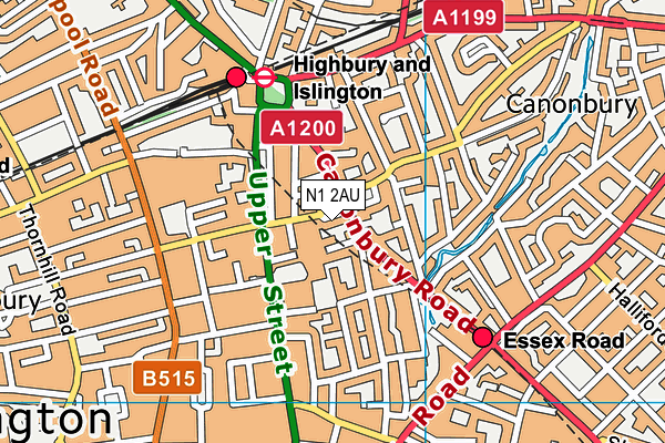 N1 2AU map - OS VectorMap District (Ordnance Survey)