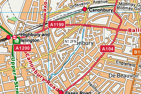 N1 2FN map - OS VectorMap District (Ordnance Survey)