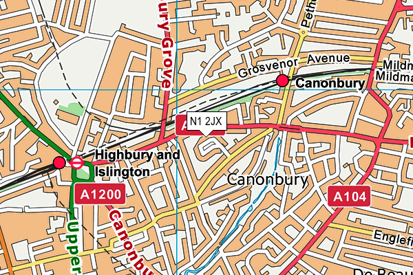 N1 2JX map - OS VectorMap District (Ordnance Survey)