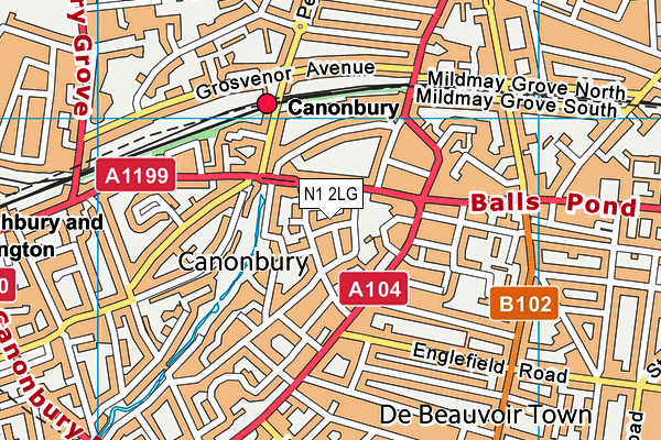 N1 2LG map - OS VectorMap District (Ordnance Survey)