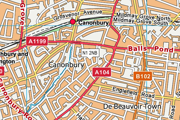 N1 2NB map - OS VectorMap District (Ordnance Survey)