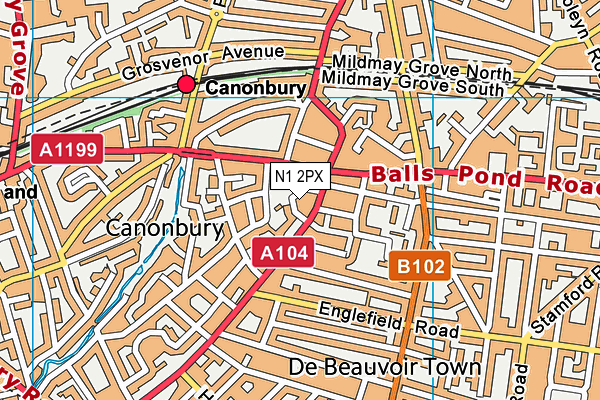 N1 2PX map - OS VectorMap District (Ordnance Survey)