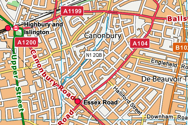 N1 2QB map - OS VectorMap District (Ordnance Survey)