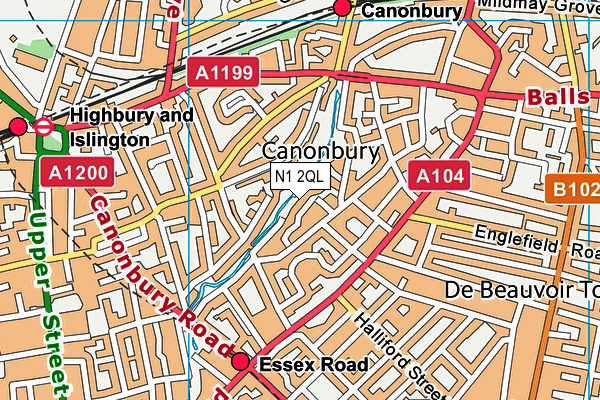 N1 2QL map - OS VectorMap District (Ordnance Survey)