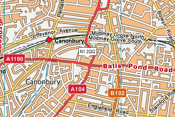 N1 2QQ map - OS VectorMap District (Ordnance Survey)