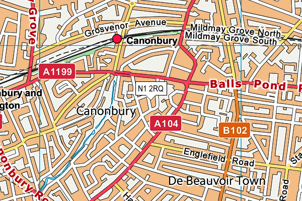 N1 2RQ map - OS VectorMap District (Ordnance Survey)