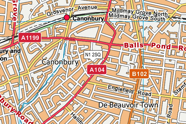 N1 2SQ map - OS VectorMap District (Ordnance Survey)