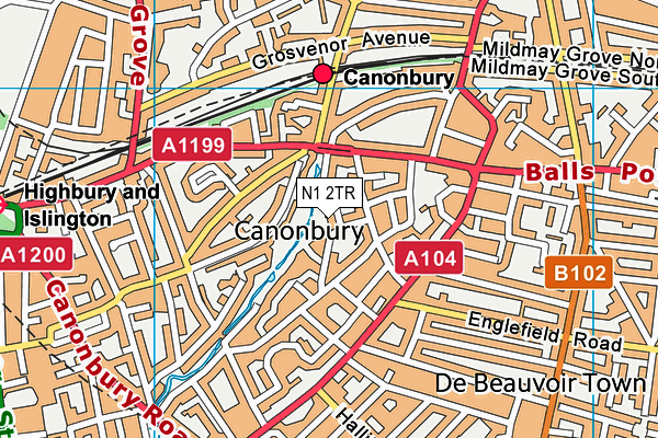 N1 2TR map - OS VectorMap District (Ordnance Survey)