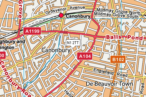 N1 2TT map - OS VectorMap District (Ordnance Survey)