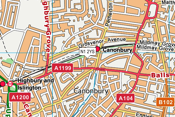 N1 2YS map - OS VectorMap District (Ordnance Survey)