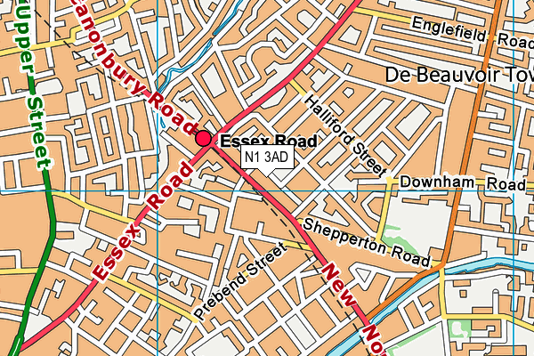 N1 3AD map - OS VectorMap District (Ordnance Survey)