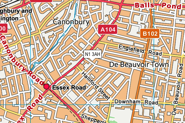 N1 3AH map - OS VectorMap District (Ordnance Survey)