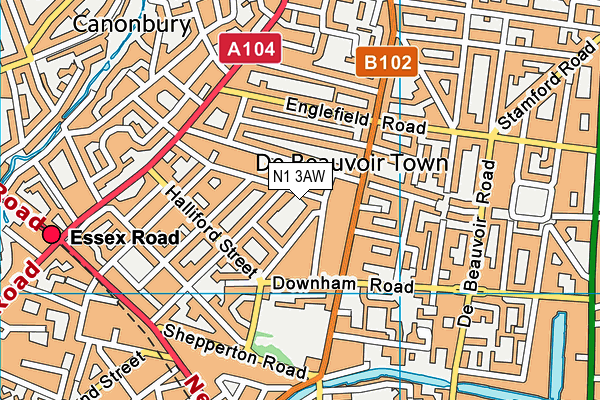 N1 3AW map - OS VectorMap District (Ordnance Survey)