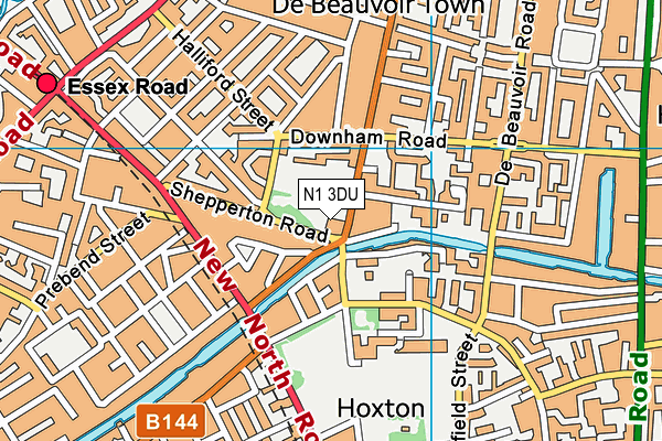 N1 3DU map - OS VectorMap District (Ordnance Survey)