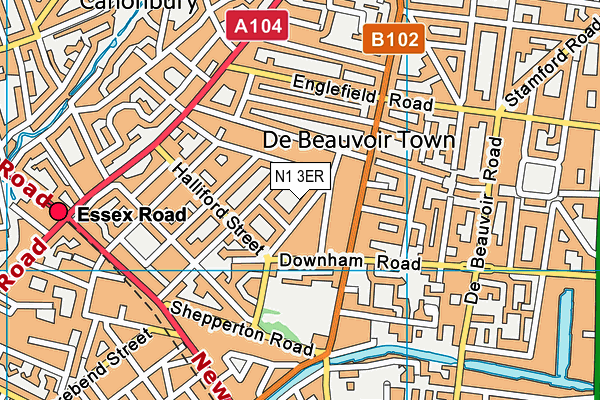 N1 3ER map - OS VectorMap District (Ordnance Survey)