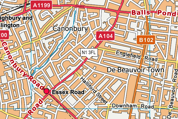 N1 3FL map - OS VectorMap District (Ordnance Survey)