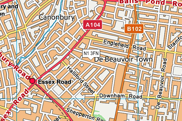 N1 3FN map - OS VectorMap District (Ordnance Survey)