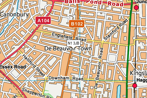 N1 3JB map - OS VectorMap District (Ordnance Survey)