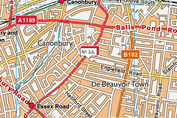 N1 3JL map - OS VectorMap District (Ordnance Survey)