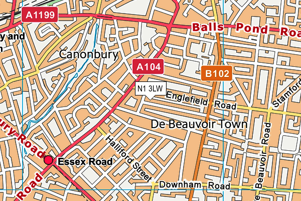 N1 3LW map - OS VectorMap District (Ordnance Survey)