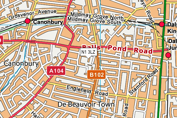 N1 3LZ map - OS VectorMap District (Ordnance Survey)