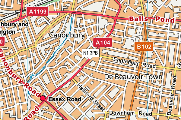 N1 3PB map - OS VectorMap District (Ordnance Survey)