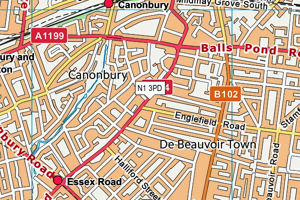 N1 3PD map - OS VectorMap District (Ordnance Survey)