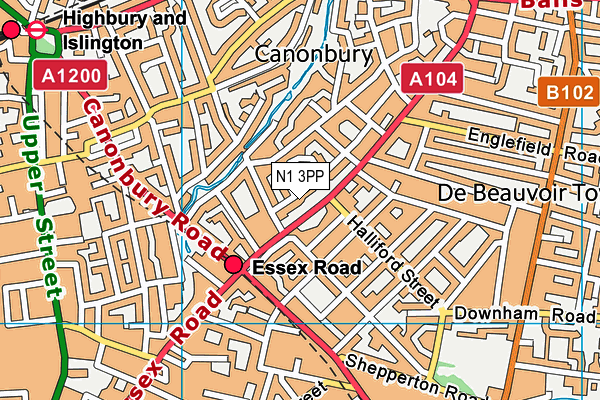 N1 3PP map - OS VectorMap District (Ordnance Survey)