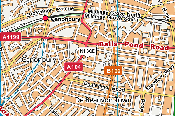 N1 3QE map - OS VectorMap District (Ordnance Survey)