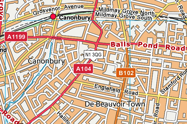 N1 3QG map - OS VectorMap District (Ordnance Survey)