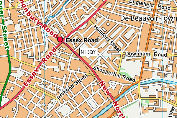 N1 3QY map - OS VectorMap District (Ordnance Survey)